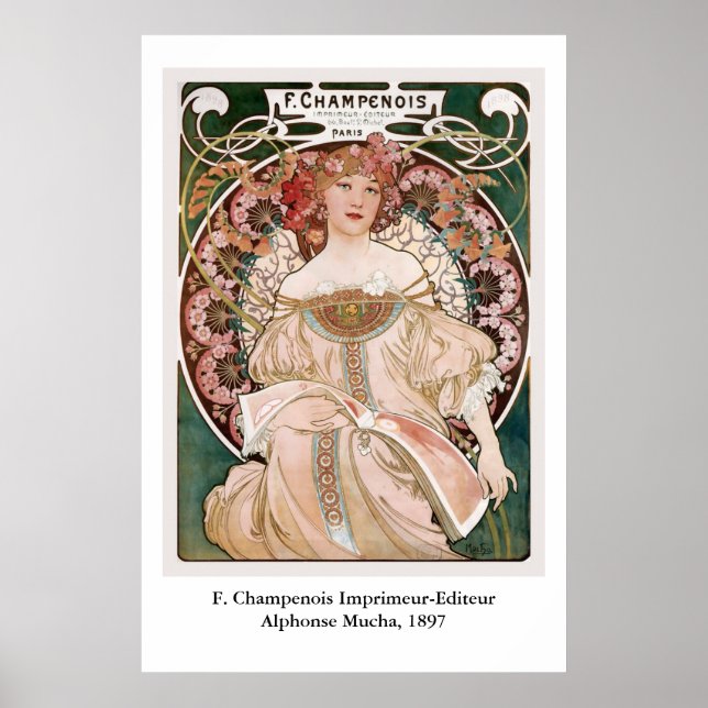 Poster F. Champenois Imprimeur-Editeur d'Alphonse Mucha (Devant)