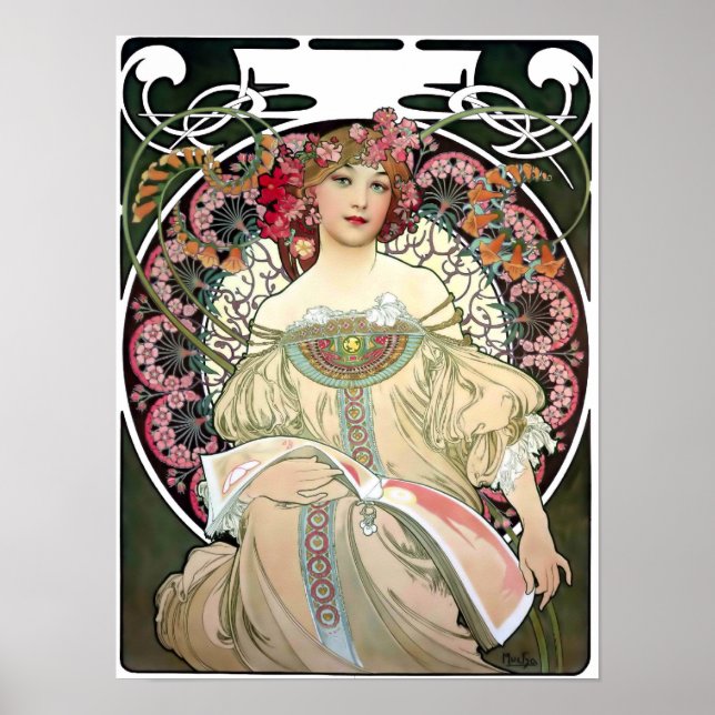 Poster F. Champenois Imprimeur-Éditeur par Alfons Mucha (Devant)