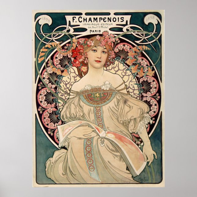 Poster F. Champenois par Alfons Mucha - Art Nouveau (Devant)
