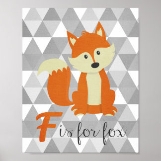 Poster F est pour Fox Nursery Wall Art