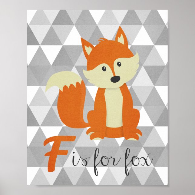 Poster F est pour Fox Nursery Wall Art (Devant)