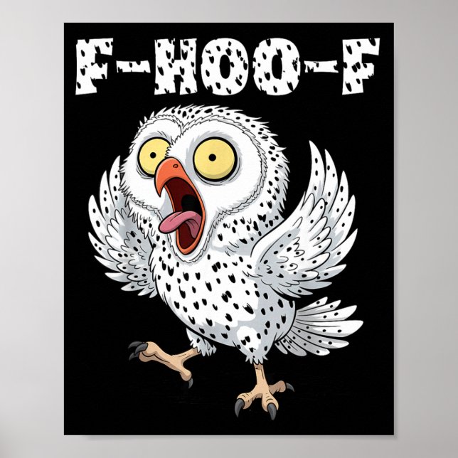 Poster F-hoo-f Owl Meme – Funny Screaming Owl Bird Meme G (Devant)