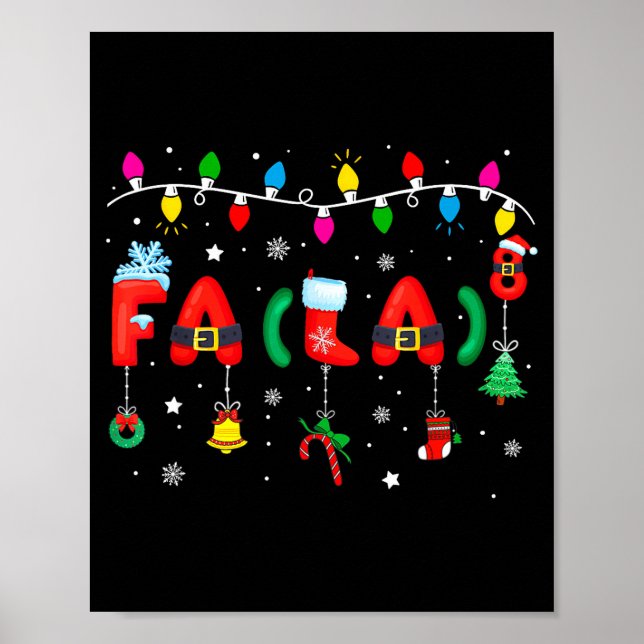 Poster Fa (la) 8 Funny Christmas Lights Santa Fa La Math  (Devant)