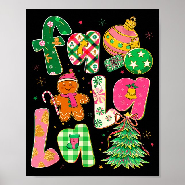 Poster Fa La La Coquette Christmas Gingerbread Tree  (Devant)