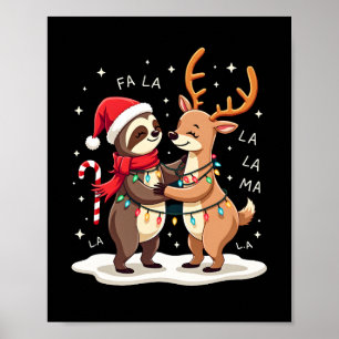 Poster Fa La La Lama Illuminations Paresseux à Cheval sur