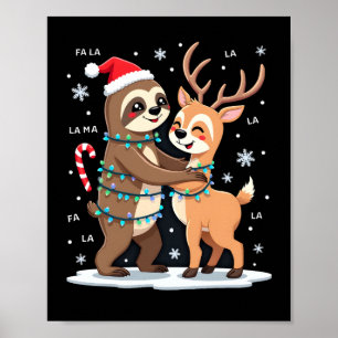 Poster Fa La La Lama Illuminations Paresseux à Cheval sur