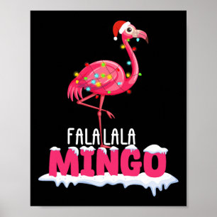 Poster Fa La La Mingo Flamant rose Noël Joli Casquette ro