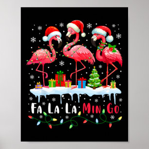 Poster Fa La Mingo Flamant rose Noël Noël Noël Noël Tropi