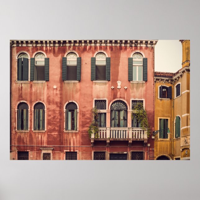 Poster Façade d'une vieille maison typique à Venise, Ital (Devant)