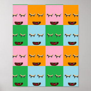 Poster Face de bloc de monstre souriant