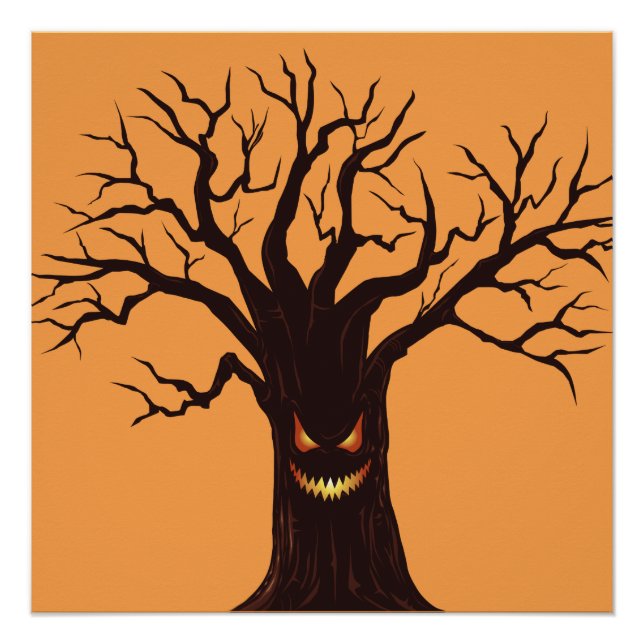 Poster Face de l'arbre d'Halloween effrayant (Devant)