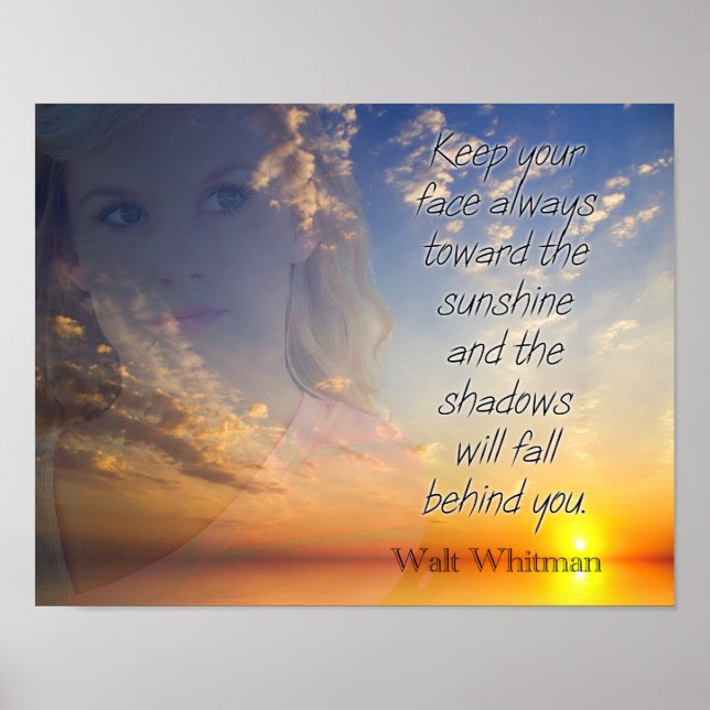 Poster Face The Sunshine — Citation de Walt Whitman - imp (Devant)