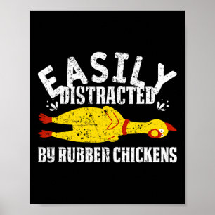 Poster Facilement Distrait Par Des Poulets En Caoutchouc