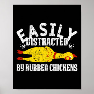 Poster Facilement Distrait Par Des Poulets En Caoutchouc 
