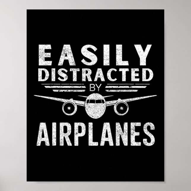 Poster Facilement Distrait Par Les Avions Dans Funny Avia (Devant)