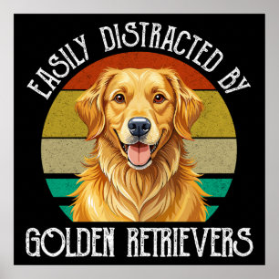 Poster Facilement Distrait Par Les Golden Retrievers