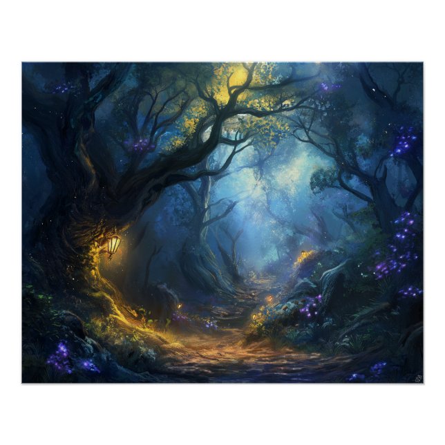 Poster Fae Imaginaire Forest Night Scene (Devant)