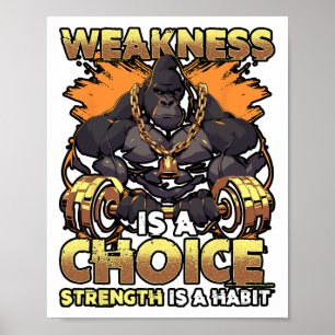 Poster Faiblesse Est Un Choix Fitness Gymnase Travail Mot