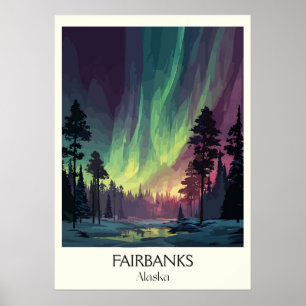Poster Fairbanks Alaska Aurores boréales Aurore