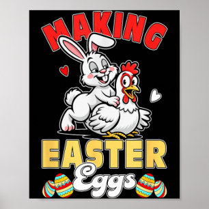 Poster Faire des œufs de Pâques Blague drôle Couple Lapin