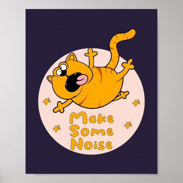 Poster Faire du bruit Kawaii Funny orange cat saut (Devant)