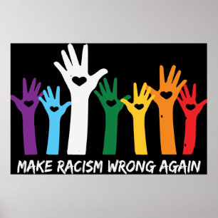 Poster Faire du racisme de mauvaises mains de coeur