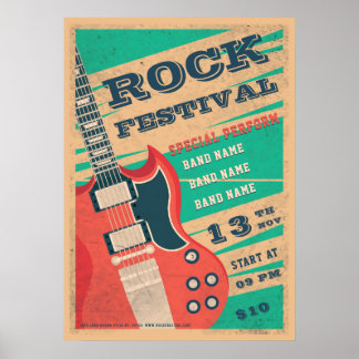 Poster Faire-part du festival de rock de musique rétro