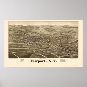 Poster Fairport, carte panoramique de NY - 1885