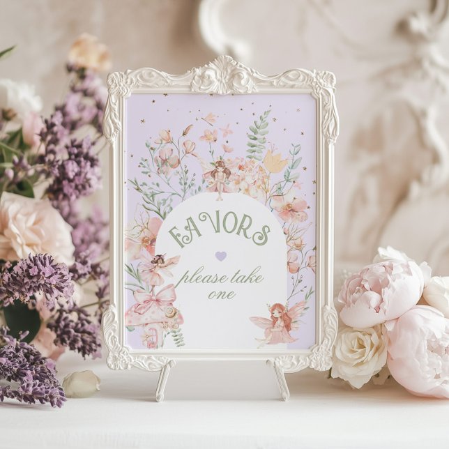 Poster Fairy Favors Whimsical Purple 1st Birthday (Créateur téléchargé)