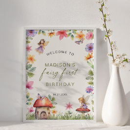 Poster Fairy First Birday Enchanted Forest Welcome