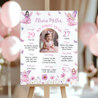 Poster Fairy Floral Butterfly First Year Photo Milestone