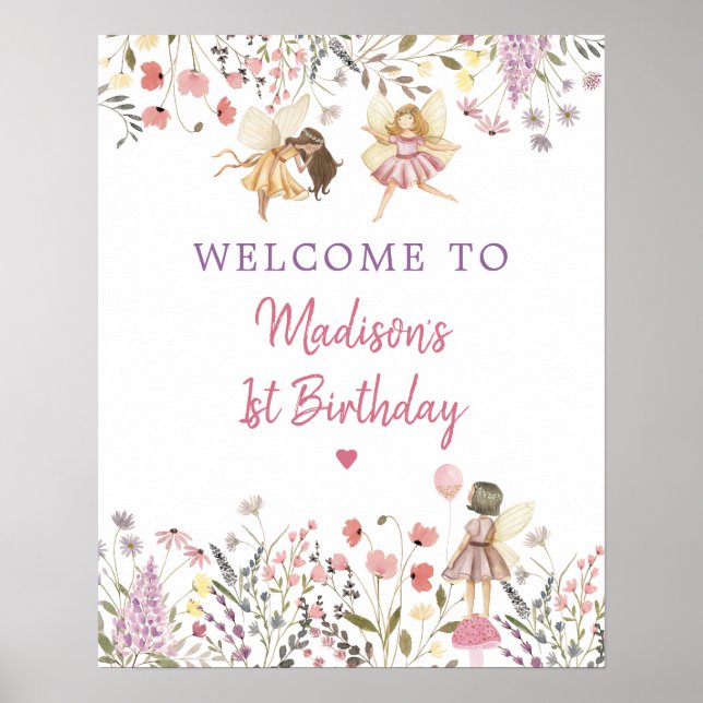 Poster Fairy Garden Boho Fleur sauvage Anniversaire Bienv (Devant)