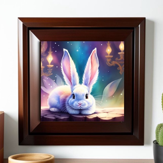 Poster Fairytale Blanc Aquarelle Bunny (Créateur téléchargé)