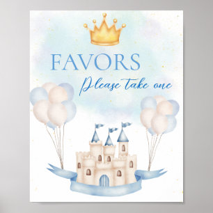 Poster FairyTale Prince Castle Crown Balloon Party