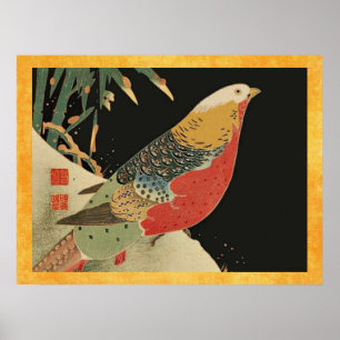 Poster Faisant dans la coupe de bois d'oiseaux Vintage de