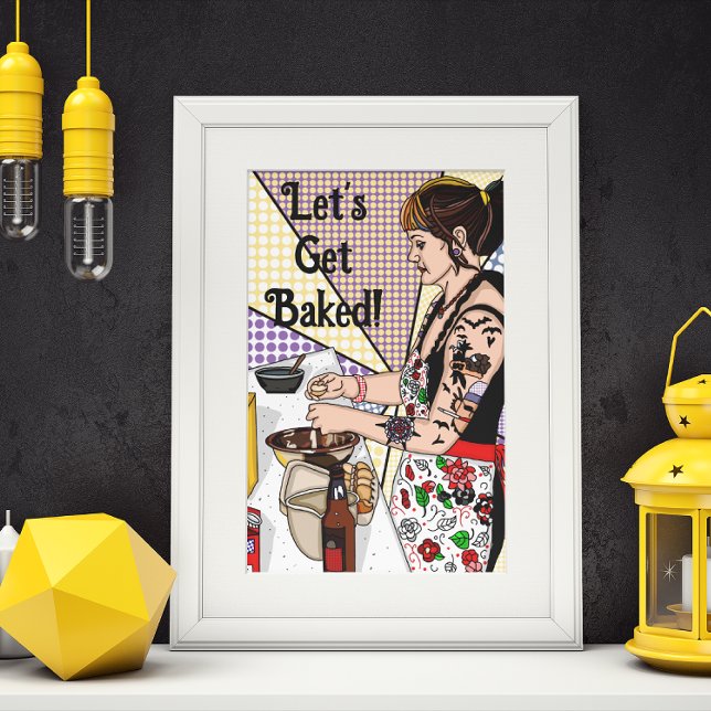 Poster Faisons cuire Pop Art Tattoo Lady Baking (Créateur téléchargé)