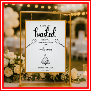 Poster Faisons griller des guimauves, panneau de mariage