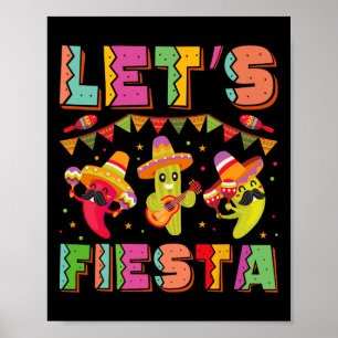 Poster Faisons la fête Mexico Fiesta Taco Guitare Cinco D