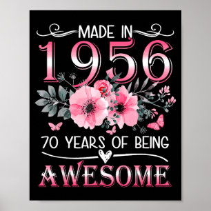 Poster Fait 1956 Floral 70e Anniversaire 70
