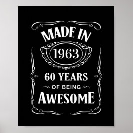 Poster Fait en 1963 60 ans d'être génial anniversaire 202