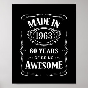 Poster Fait en 1963 60 ans d'être génial anniversaire 202