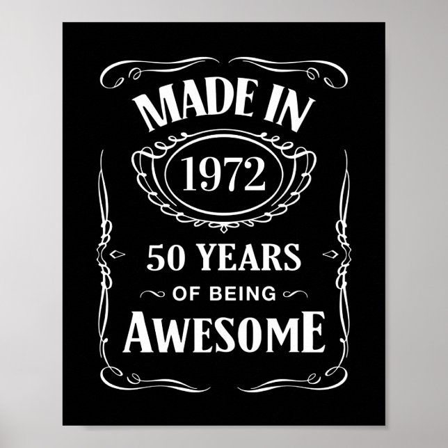 Poster Fait en 1972 50 ans d'être génial anniversaire 202 (Devant)