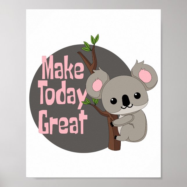 Poster Faites aujourd'hui grand Kawaii drôle koala suspen (Devant)