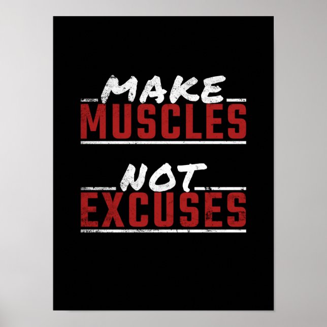 Poster Faites des muscles pas d'excuses Motivational Gym  (Devant)