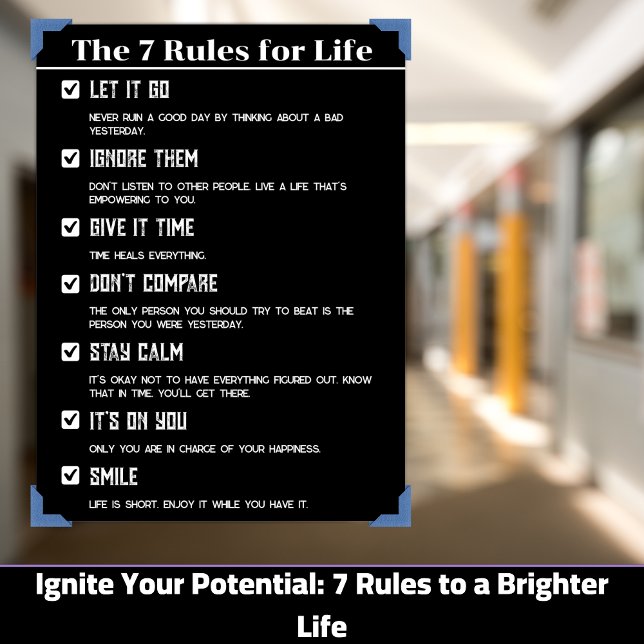Poster Faites naître votre potentiel : 7 règles pour une  (Ignite Your Potential: 7 Rules to a Brighter Life)
