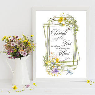 Poster Faites votre délice du Seigneur cadre de fleur sau