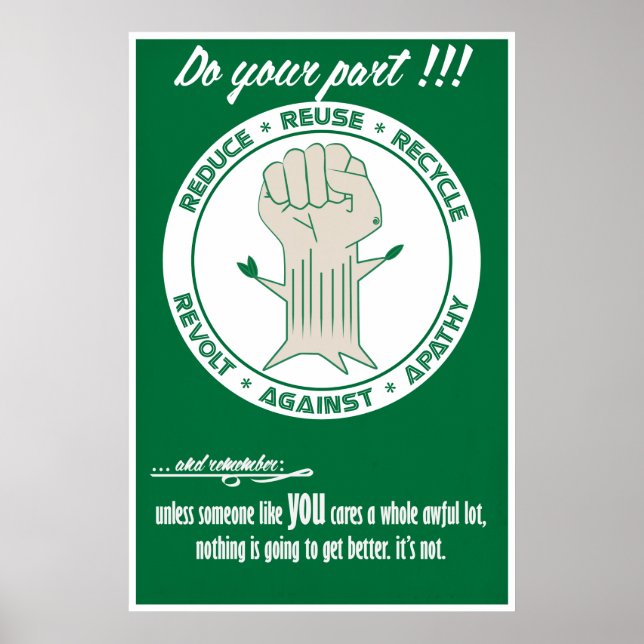 Poster Faites votre part - Réduisez, réutilisez, recyclez (Devant)