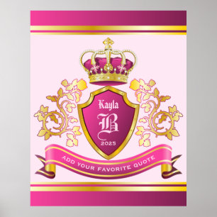 Poster Faites votre propre armoiries Des perles d'or rose