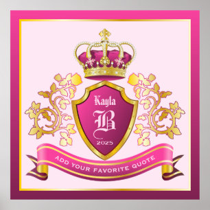 Poster Faites votre propre armoiries Des perles d'or rose