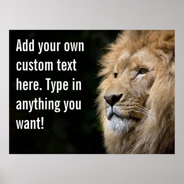 Poster Faites votre propre Lion Motivant Texte Personnali (Devant)